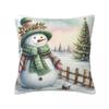 Christmas Snowman Pillow Case Cushion Cover Square Graphic Pillow Cover Kawaii Pillowcases For Sofa Home Decorative