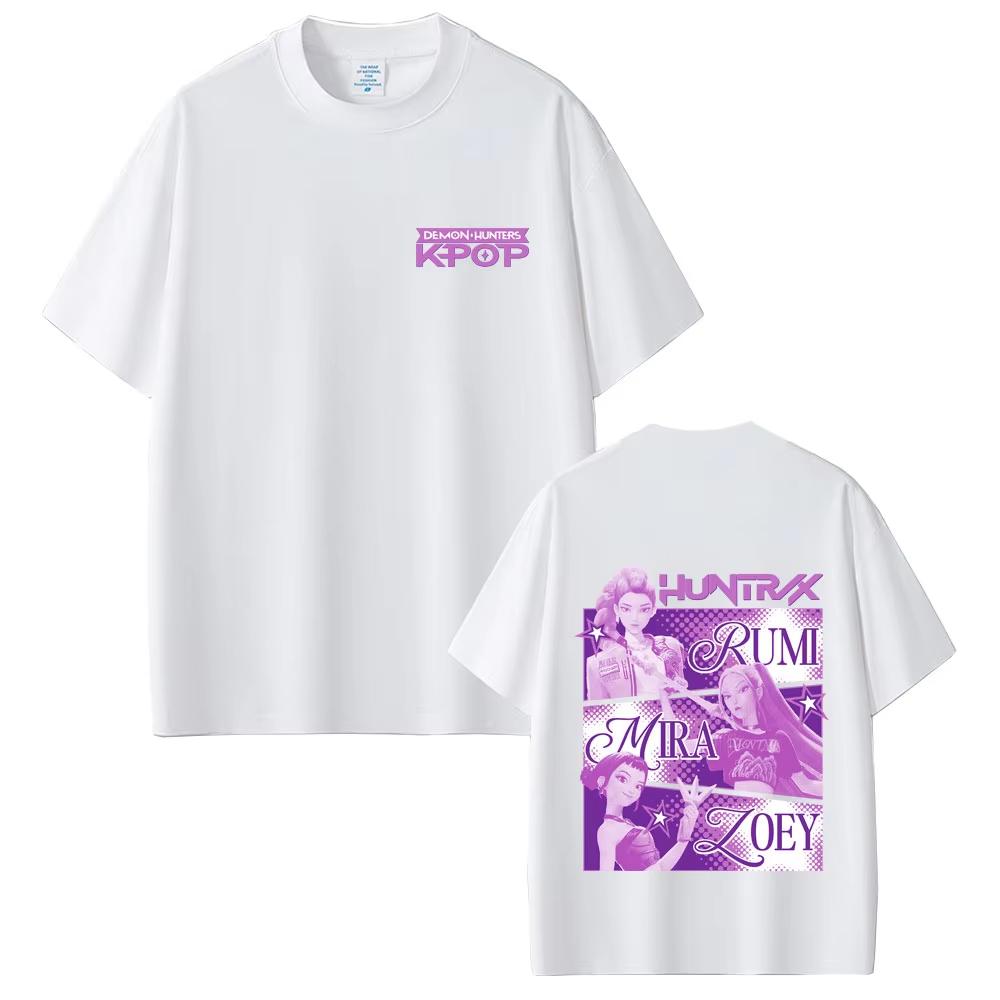Movie KPop Demon Hunters Rumi Mira Zoey T Shirt Men's Women Fashion Vintage Streetwear Unisex Casual Oversized Crewneck T-shirts