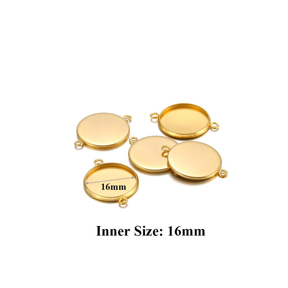 10 pièces Acier Inoxydable 6-30mm Base Cabochon Camée Couleur Dorée Plateau Rond Vide pour Collier Bracelet Fabrication de Bijoux Apprêts DIY