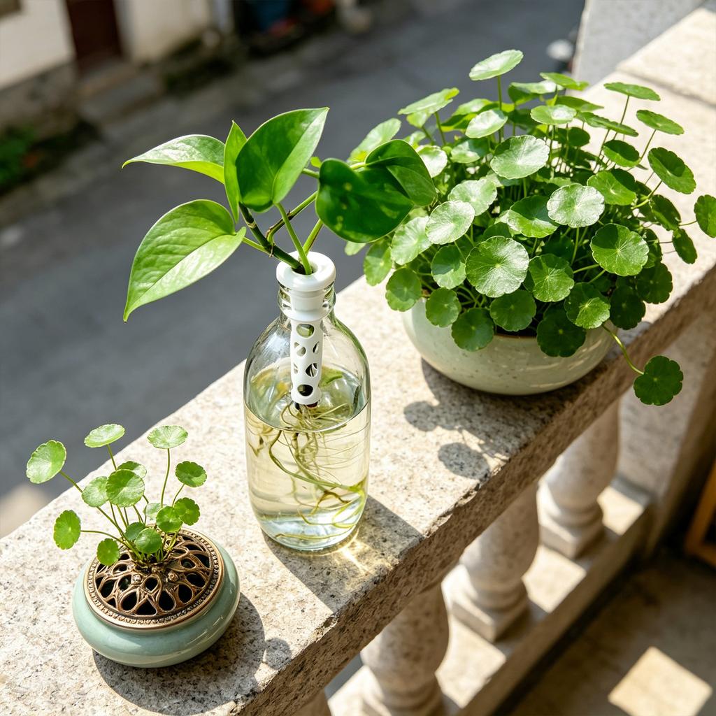 2pc 3D Printed Minimalist Hydroponic Plant Holder Stand Set for Indoor Gardening and Plant Display Compatible with Various Containers