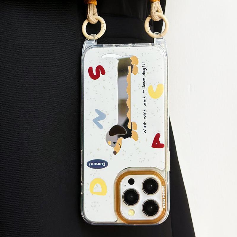 Zhitai Kreslená šňůrka Pouzdro se zrcátkem pro iPhone 12/13 Pro Max/14/15 Pro