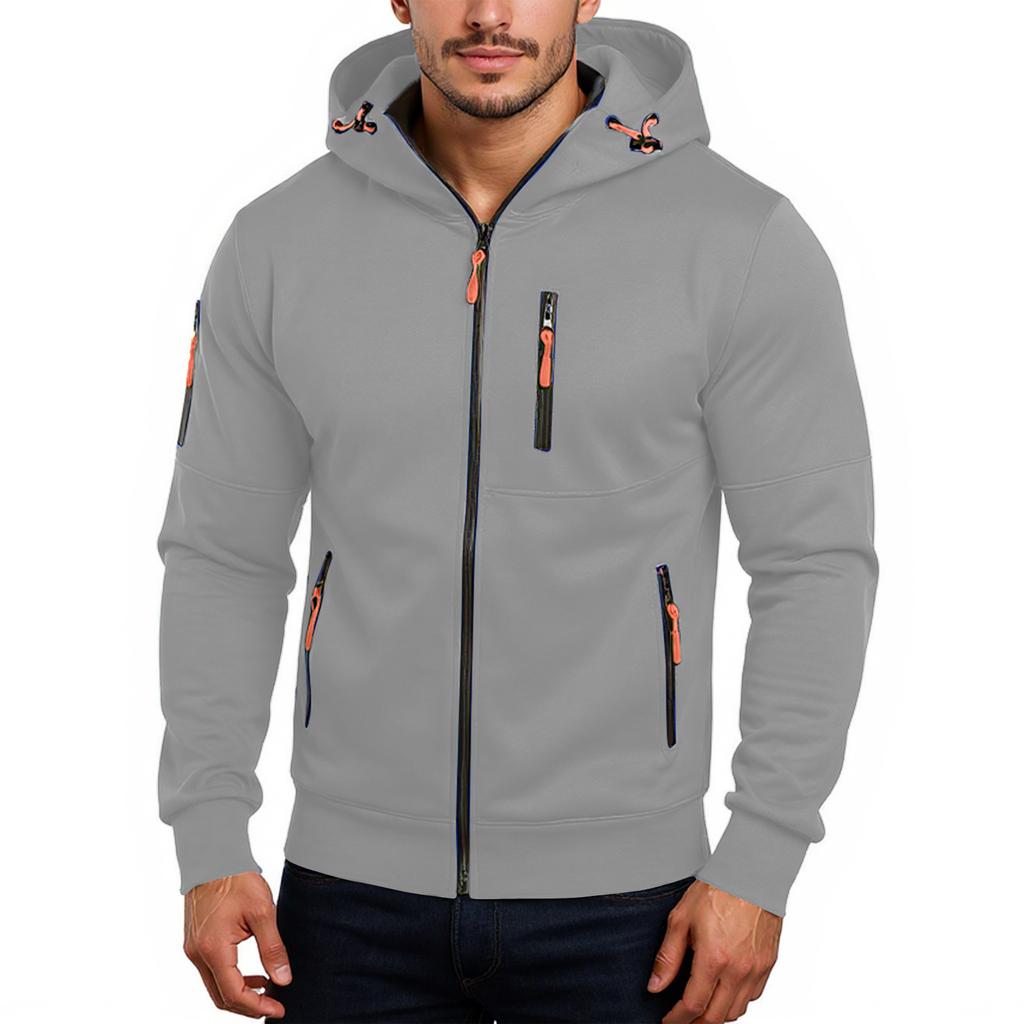 Giacca con cerniera da uomo, giacca cardigan casual retrò a maniche lunghe
