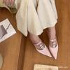 New Satin Pointed Toe Rhinestone High Heels Women Back Strap Stiletto Slip On Pumps