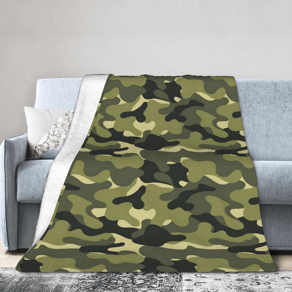 Green And Brown Camo Super Soft Blankets Kids Adult Plush Throw Blanket Fashion Bedroom Flannel Bedspread Sofa Bed Cover