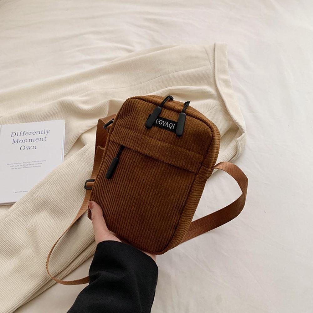 Corduroy Women's Crossbody Bag Casual Sports Student Mobile Phone Small Shoulder Bag Solid Color Female Handbag Fashion New