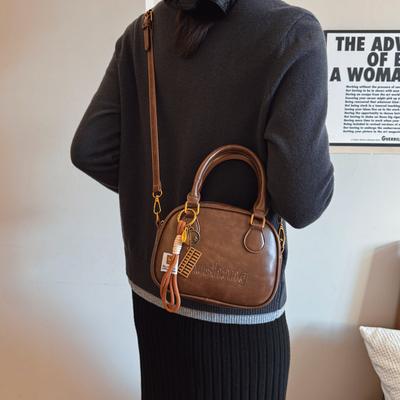 Niche Design Simple Texture Portable Bowling Bag Women's 2025 Autumn and Winter New Fashion Retro Messenger Shoulder Bag