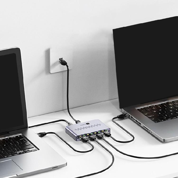 Multiple Device Ethernet Splitter 4 Port Gigabit Speed Networking Hub Aluminum Housing for Home Office Connection