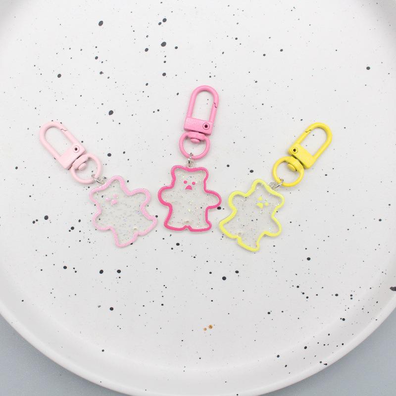 Korean Acrylic Glitter Cartoon Bear Keychain for Schoolbags