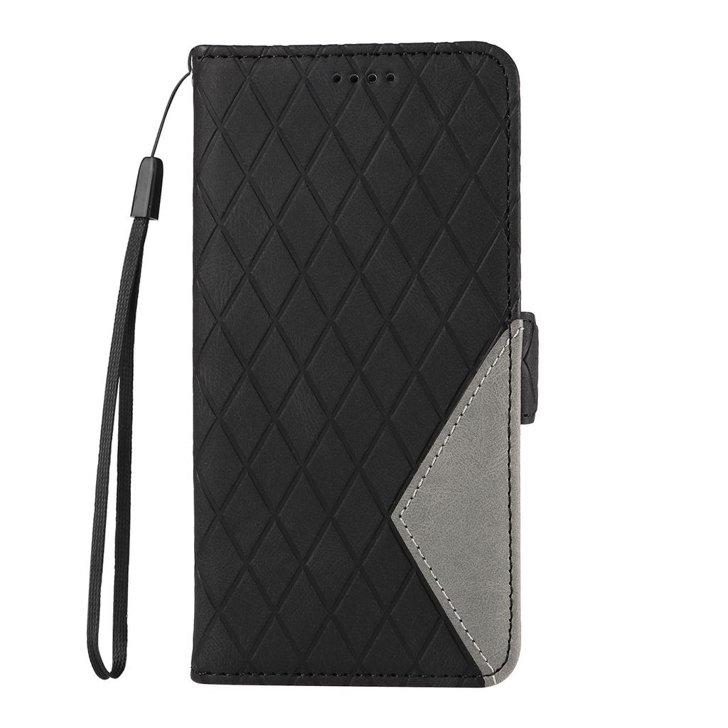 Applicable to Samsung A56 leather case Moto G84 two-color splicing rhombus small fragrant style card wallet case Redmi 14C