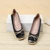Fashion Butterfly Knot Design Square Toe Single Shoe Women's 2025 New Color Splicing Soft Versatile Flat Ballet Style Casual Dance Shoes