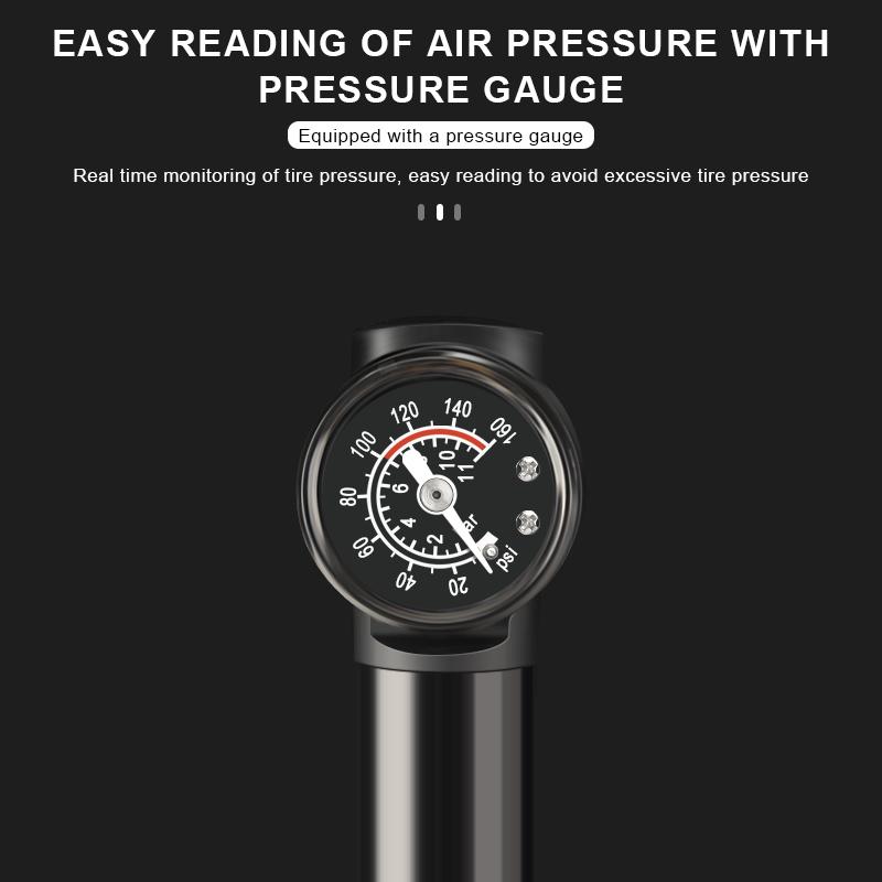MTB Road Bike Inflator With Gauge Portable Aluminum Alloy Hand Tire Air Inflator Bicycle Pump For AV FV Presta Schrader Valve