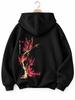 Black Cherry Blossom Hoodie Japanese Floral Graphic Pullover Unisex