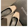Grape Mother Studiee New Satin Pearl Square Head Temperament Versatile Shallow Mouth Ballet Flat Shoes Women
