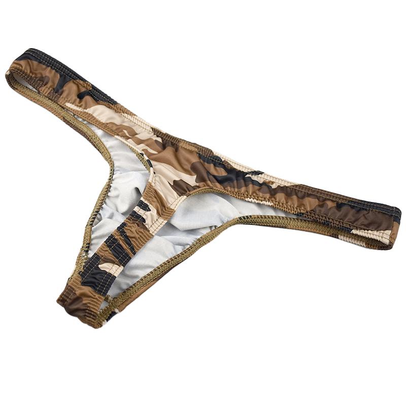 1 ks Pánské spodní prádlo Polyesterové vlákno Sexy G-string T-back Bikiny S nízkým pasem Maskáčová kapsička Tanga