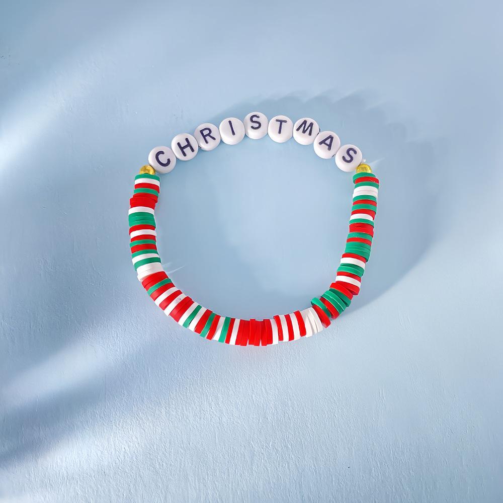 Versatile Santa Claus Polymer Clay Christmas Bracelet Set
