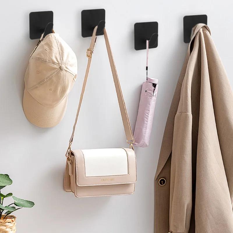 10/1pc Stainless Steel Wall Hooks Bathroom Robe Hook Adhesive Key Clothes Hanger Towel Holder Kitchen Bathroom MultiPurpose Hook
