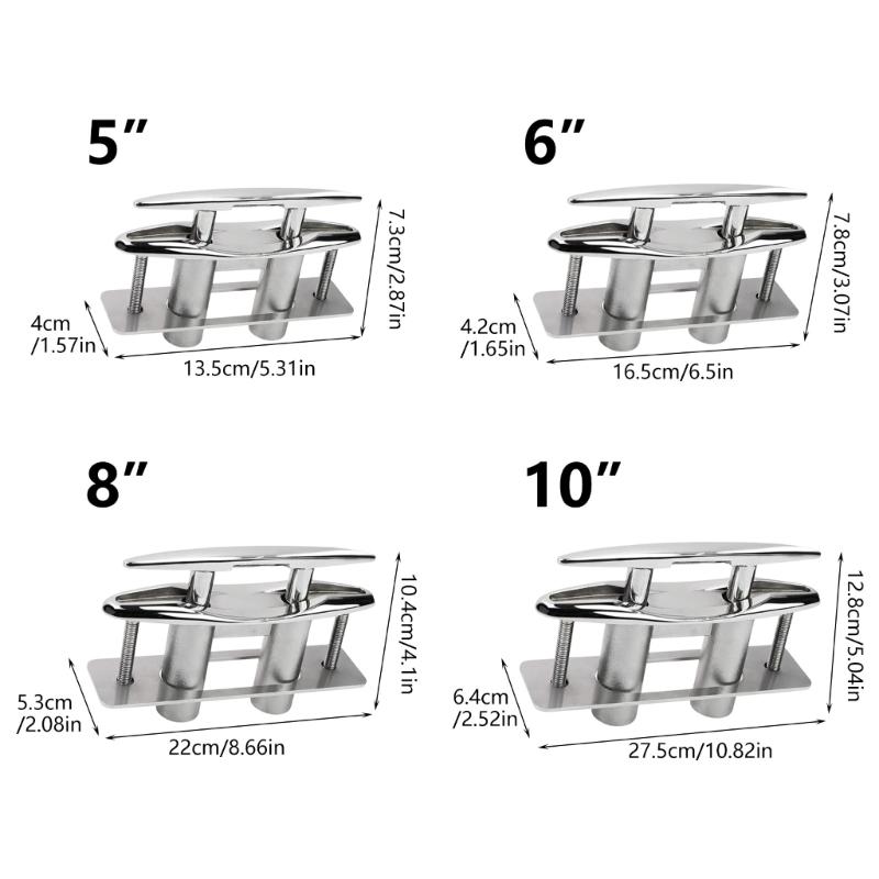 Strong 316 Stainless Steel Boat Dock Cleat Including Rectangular Backing Plate For Firm Installation