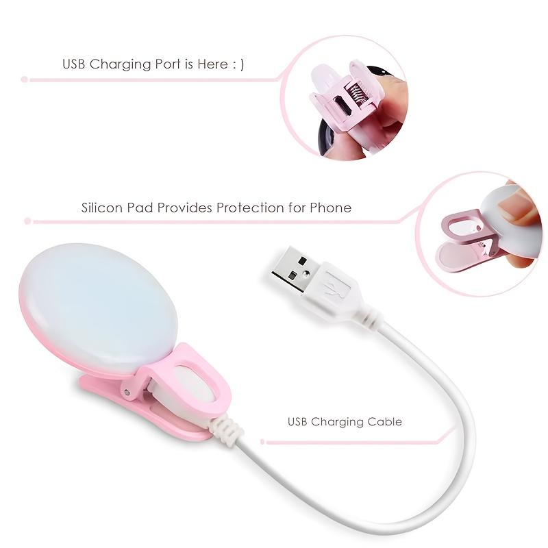 3-Color LED Phone Light Cold/Warm/Combined Modes 1.57in Clip-On for Selfie Video USB Rechargeable Compact Portable 5