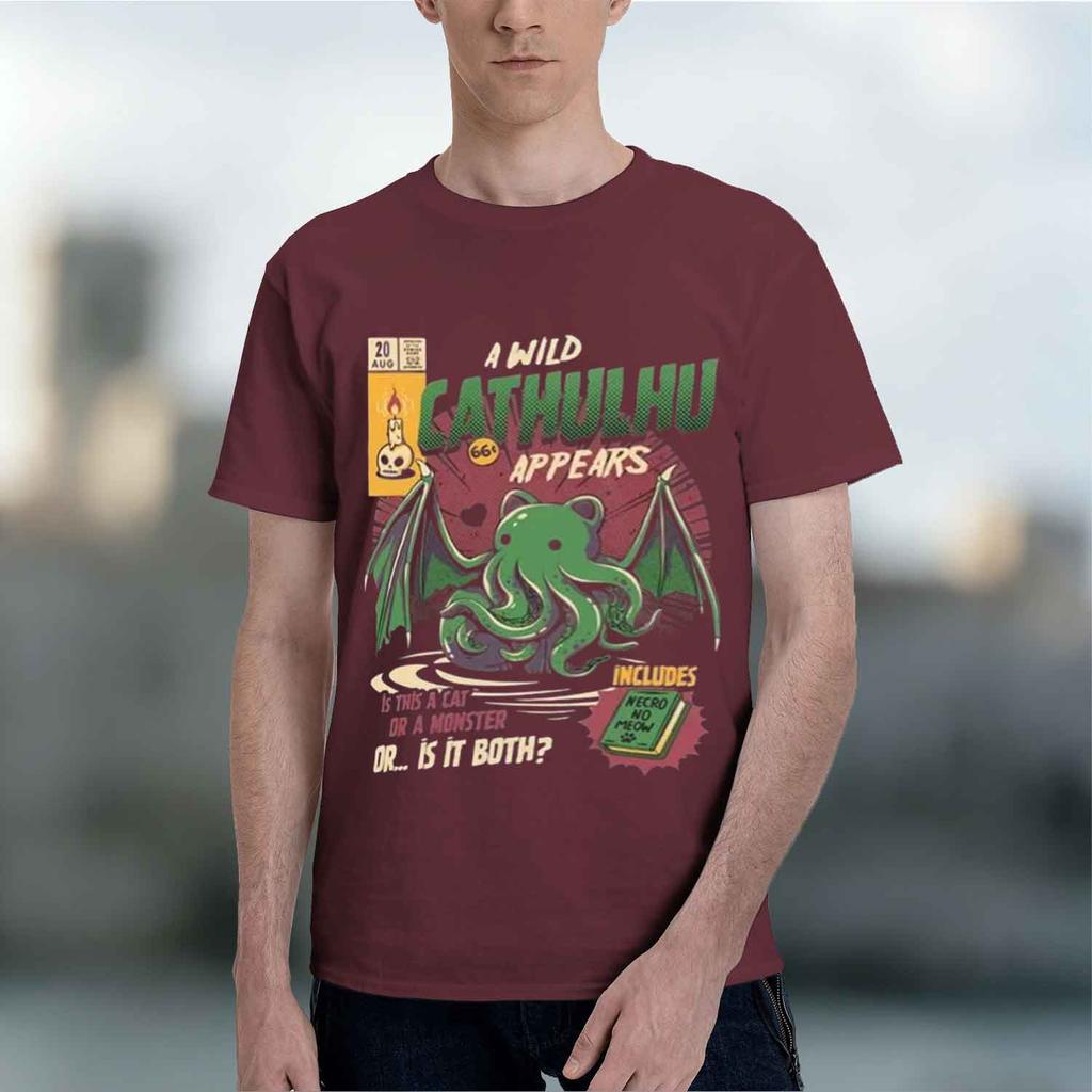 Retro Com Style Unisexs Tshirt Cthulhu Appears Pattern Summer Casual Wear For Horror Fans And Geek Gift 2026 New Model Shortslee