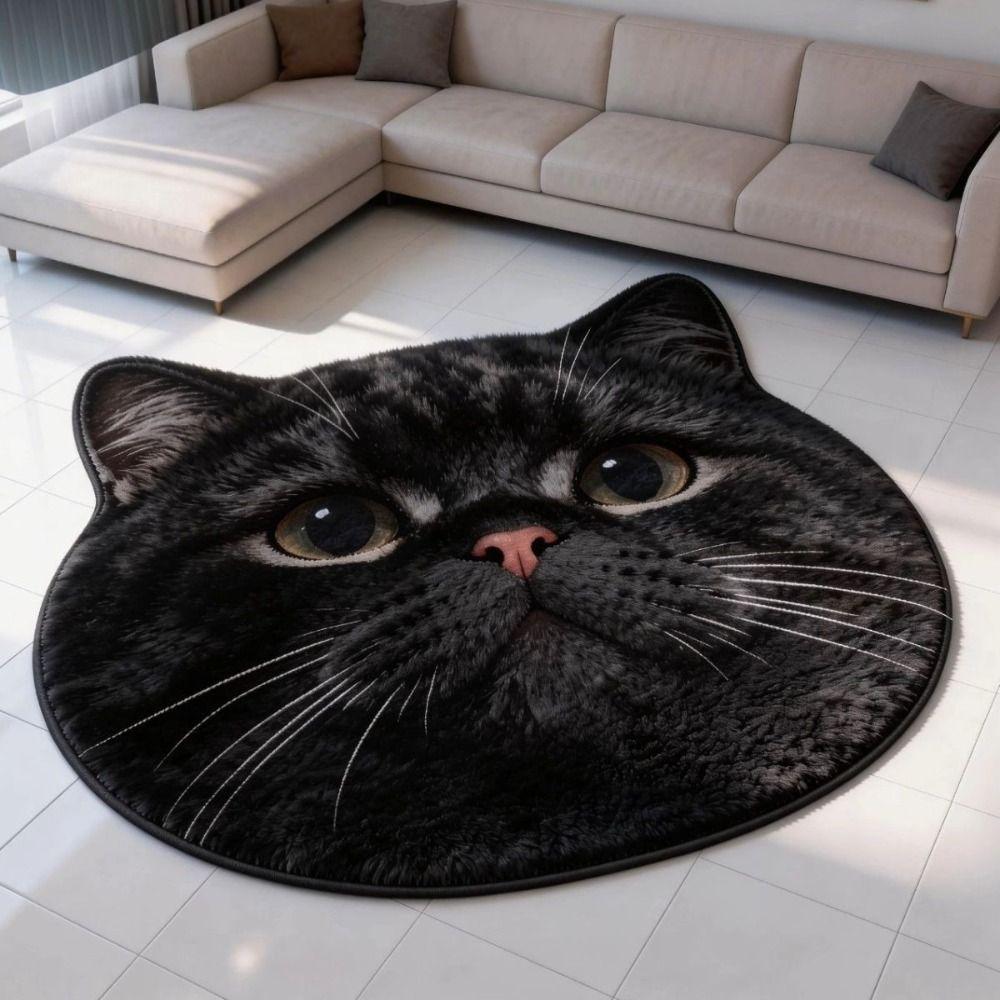 Anti-fouling Cat-Shaped Area Rug Non-Slip Cartoon Carpet Cute Home Decor Carpet  Living Rooms