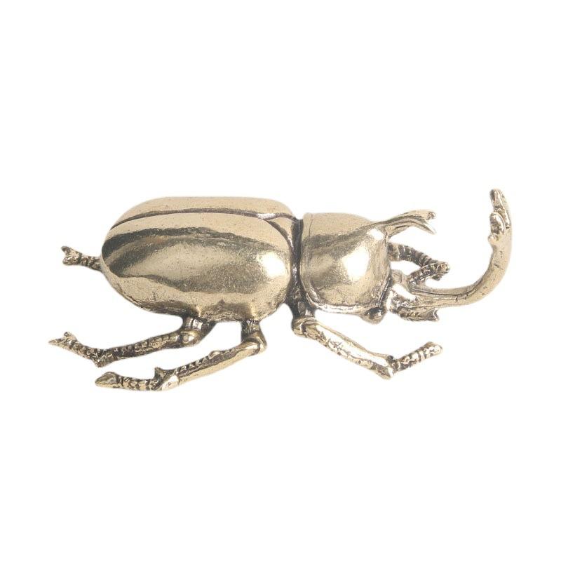 Vintage Brass Japanese Rhinoceros Beetle Insect Statue Crafts Tea Ornaments Old Bronze
