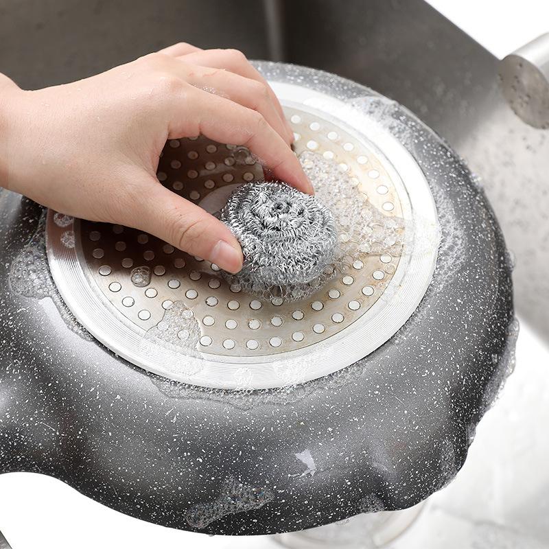 Brosses à billes de nettoyage en fil d'acier Produits de nettoyage ménagers Éponges à vaisselle avec fil Ustensiles de cuisine Élimine la rouille et les brûlures
