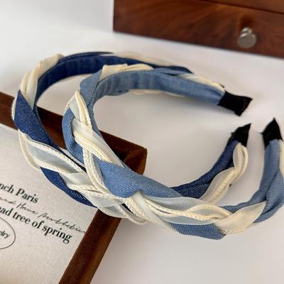 Nuovi Cerchietti Retrò Intrecciati a Torsione Moda Denim Pannellato Filato a Rete Cerchietto per Capelli Elegante per Donna Ragazza Accessori per Capelli
