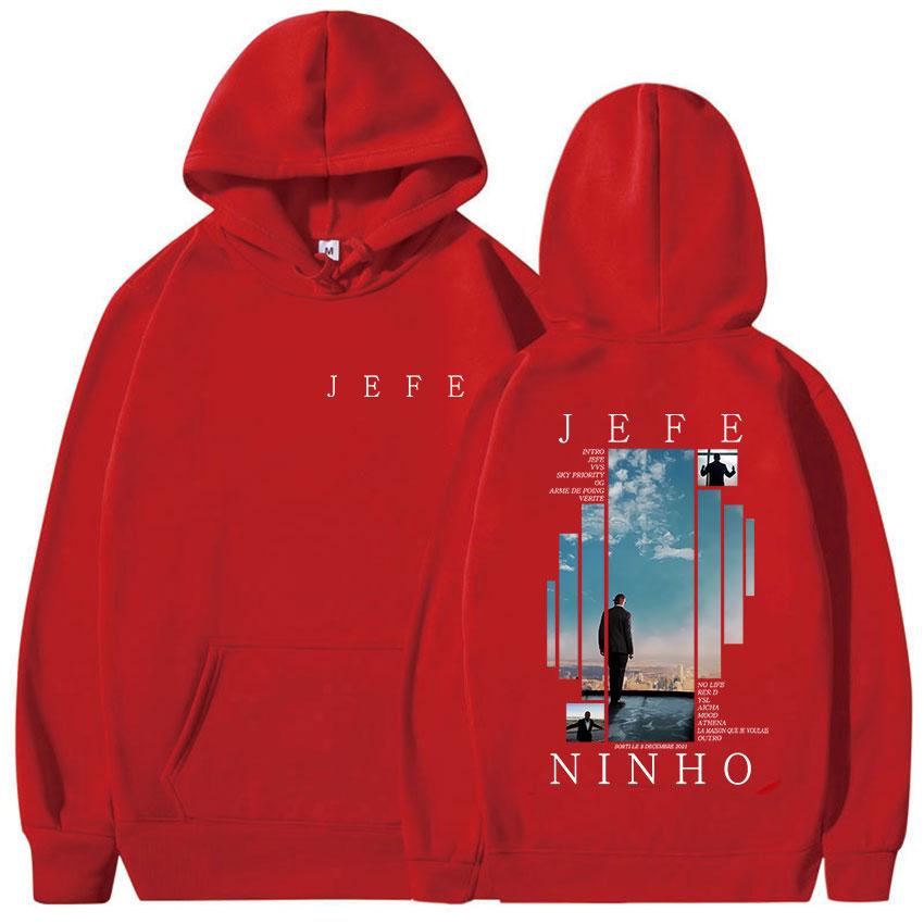 Rapper Ninho Jefe 2025 Album Merch Kapuzenpullover Unisex Hip Hop Gothic Langarm Sweatshirt Lässig Übergroß Fleece Hoodies Streetwear