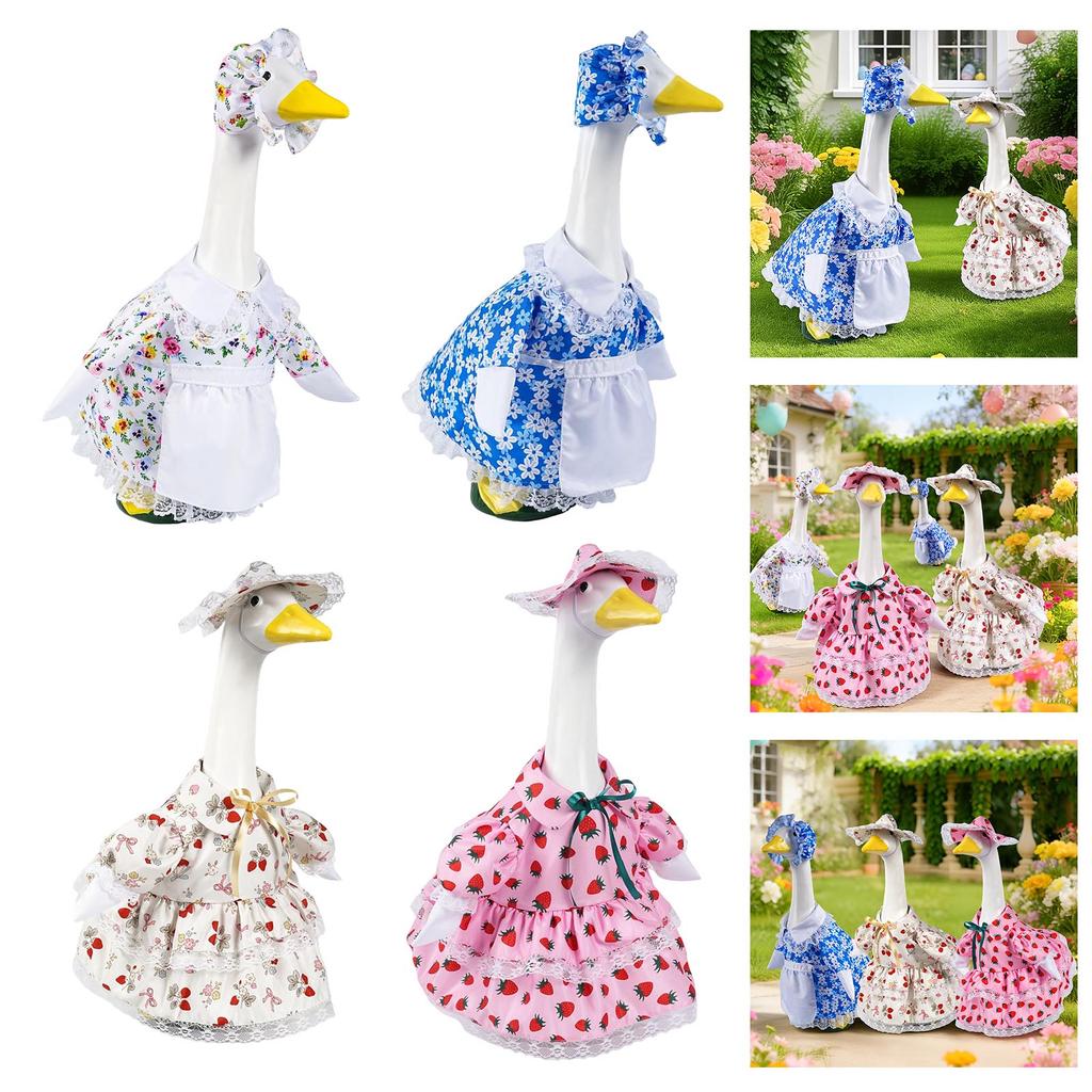 Lovely Spring Geese Dress 23inch Geese Statue Outfit For Porch Decoration Cartoon Easter Celebration Accessory