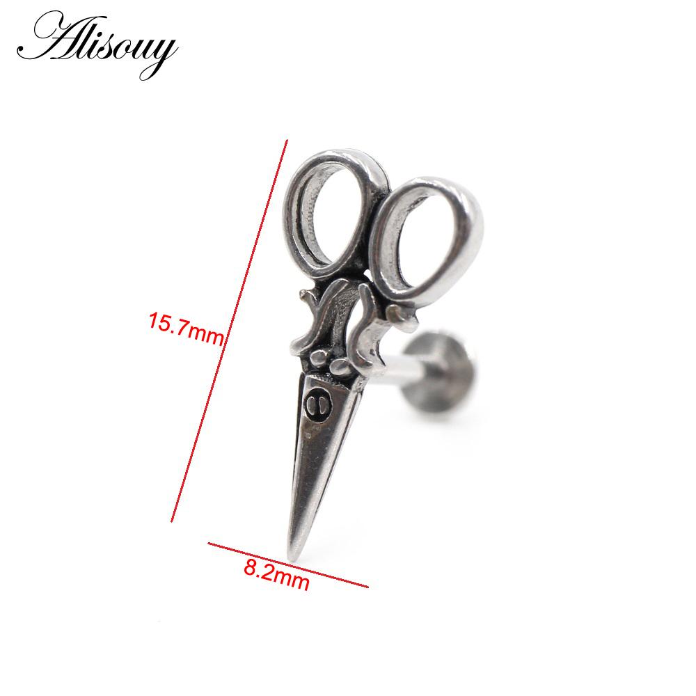 Alisouy 1 Stück Edelstahl Stern Mond Kreuz Schlange Totenkopf Tragus Helix Bar Labret Lippenring Knorpel Ohr Ohrring Piercing Schmuck