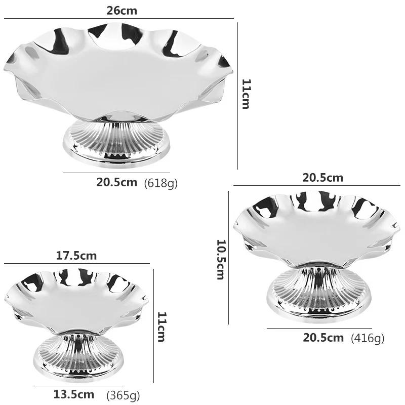 304 Stainless Steel Tall Luxury Home Candy Snack Dish Metal Party Club Cake Fruit Storage Decoration Tray Cake Cookies Plate