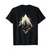 Forest Silhouette Geometric Triangle T Shirt Black Vintage Washed Unisex Versatile Graphic