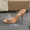 TRAF Moda Donna Fiocco Sandali Trasparenti con Tacco Alto Donna Sexy Punta a Punta Tacco Slingback Tacco Alto Sandali Estivi da Ufficio Femminili