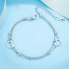 925 Silver Double Heart Bracelet for Women Girls Romantic Round Beads Chain Bracelet Casual Versatile Jewelry Gifts