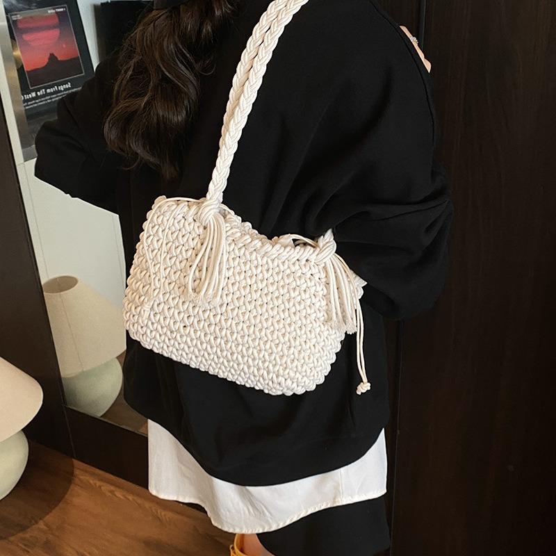 Summer Woven Small Square Bag New Women's Fashion Fresh Shoulder Bag Niche Design Strap Bag
