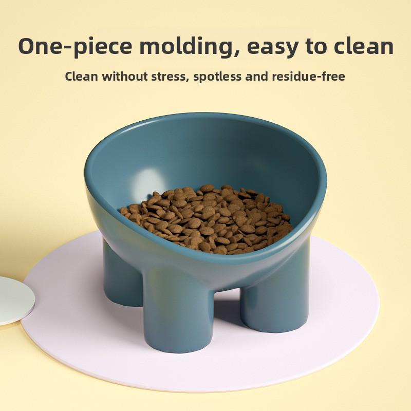 Neck-protection Cat Bowl, Macaron Color, Elephant-shaped Legs Bowl, Large-capacity Cat Food Bowl, Plastic High-legged Pet Bowl