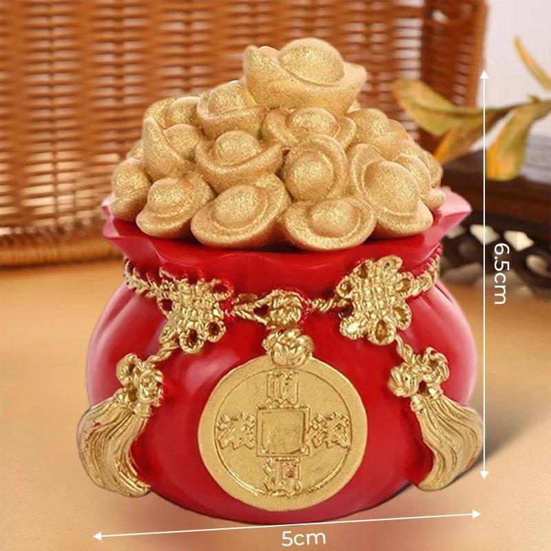 

Good Luck Fortune Bag Ornaments Creative Gold Ingot Money Bag Home Desktop Resin Crafts Chinese Feng Shui Fa Cai Decoration