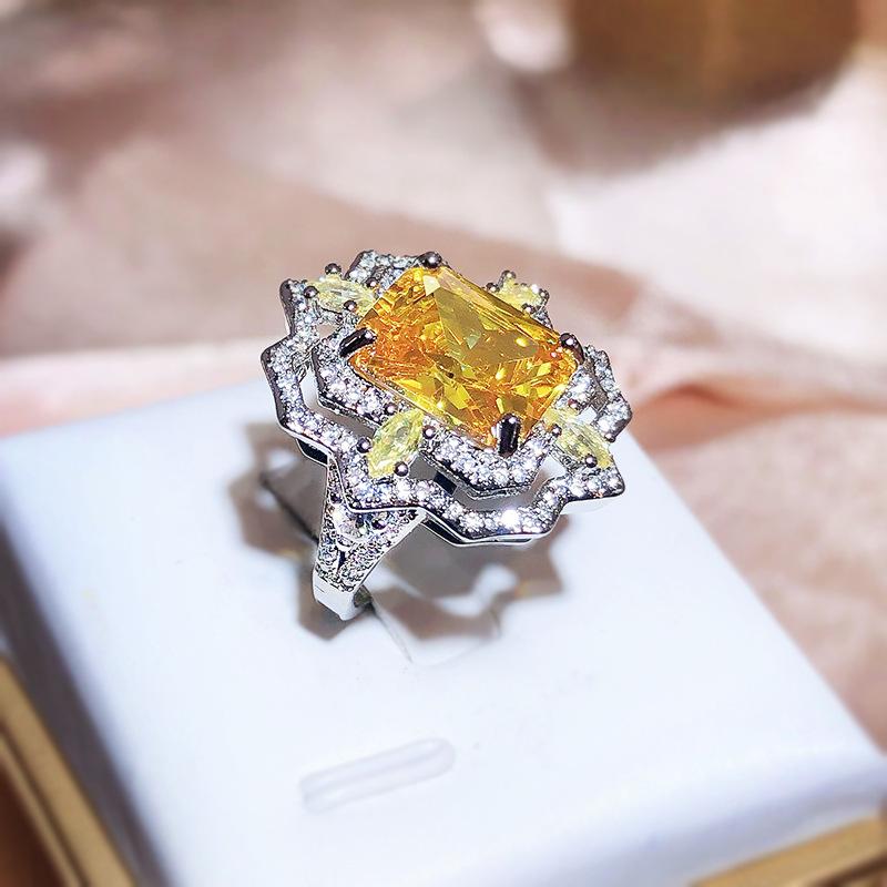 Hochkarätiger Diamant High Tech Diamant Farbe Eisblumen Schliff Offener Ring