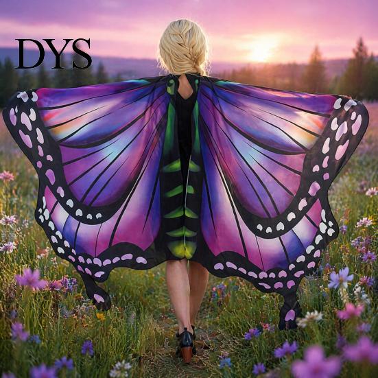 Easy Wear Butterfly Cape Halloween Wings Costume for Women, Adults Wing Fairy Music Festivals, Cosplay Party Colorful Props