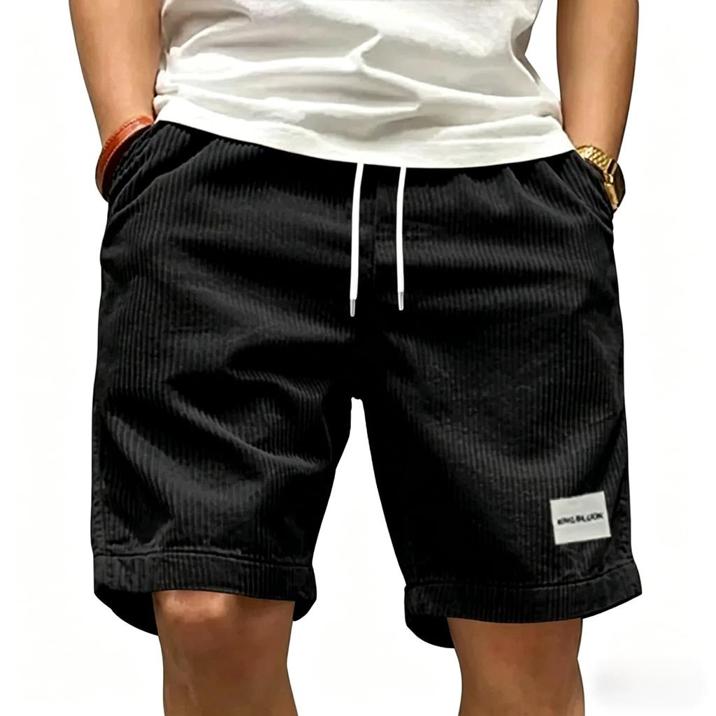 Men's Corduroy Drawstring Shorts - Elastic Waist Casual Loose Fit Multi-Color Summer Beach Everyday Streetwear