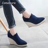 Women's Wedges Heel Ankle Boots Pointed Toe Platform Sole Espadrille Straw Design Fashion Bohemian Casual Booties Botas Mujer