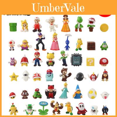 48 Stück Super Mario Bros Luigi Actionfiguren Set Kuchen Dekoration Ornamente Ungiftig Kein Verblassen