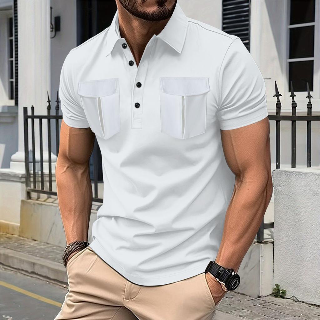 Men's Summer Casual POLO Shirt Fashion T-shirt Summer Men's Short-sleeved POLO Shirt Fashion T-shirt Men's Solid Color POLO Shirt