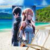 1pc Sword Art Online1 Beach Towel with Custom Name, Beach/Swimming/Bath/Picnic/Camping Towel, Suitable for Seaside Beaches