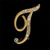 Minimalist Rhinestone Alphabet Brooch: Elegant Geometric Pin for Sweaters or Coats
