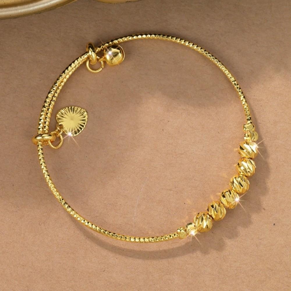 Adjustable Gold Beaded Bracelet Zinc Zinc Zinc Alloy Wristband Fashion Cuff Bangles Girl