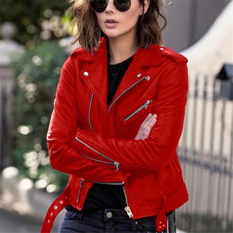 Women's PU Leather Motorcycle Jacket - 2026 Korean Style, Slimming, Short Trendy Fall/Winter Outerwear