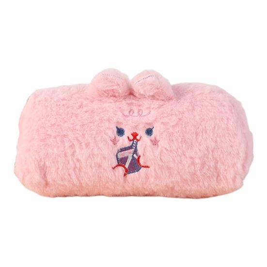 Estuche para lápices portátil de gran capacidad con diseño de conejo de peluche para estudiantes, para dormitorio