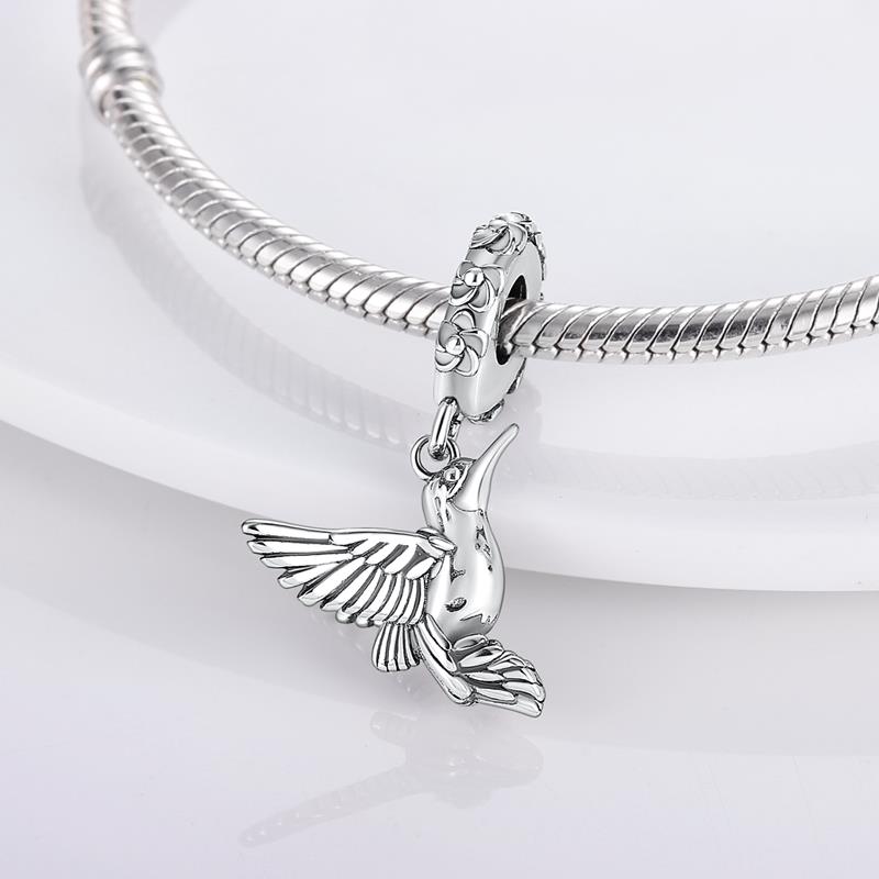 Copper Color Flamingos Feather Flowers Birds Charms Beads Fit Pandach Original Bracelets Fine Fashion Diy Jewelry Gift