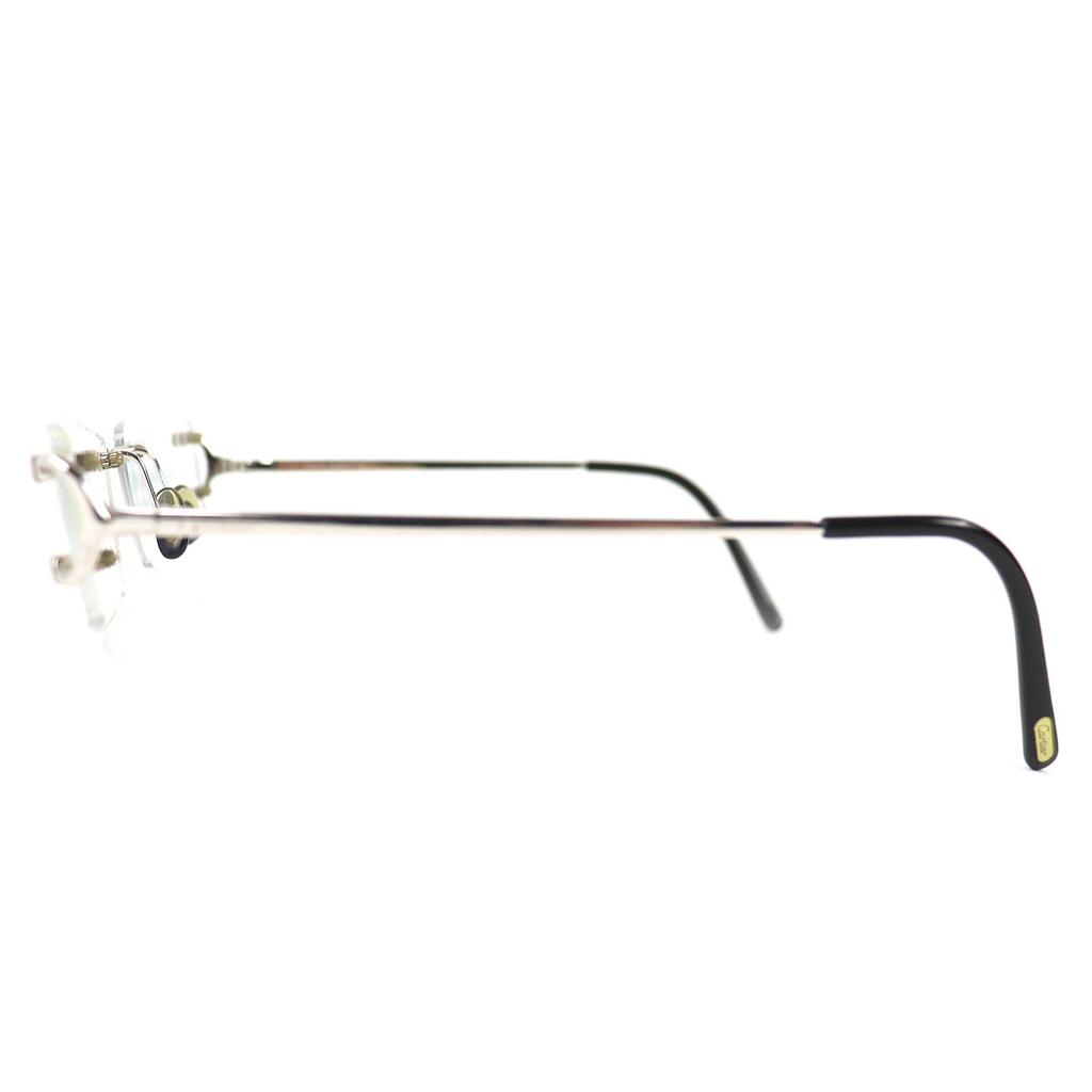 Great Cartier Glasses 2C Decor Two-Point Rimless Square Black Mens Used